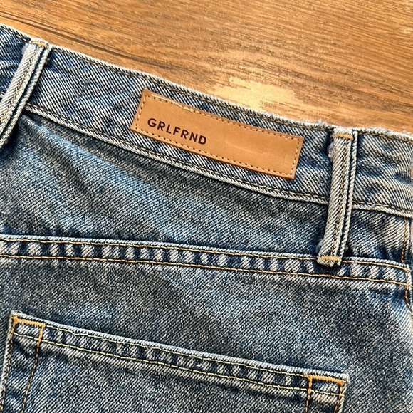 GRLFRND Blue Denim Skirt with Pearl Embellishments Size 26 - Picture 7 of 8